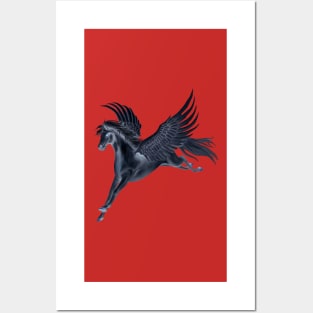 Black Pegasus Flying Posters and Art